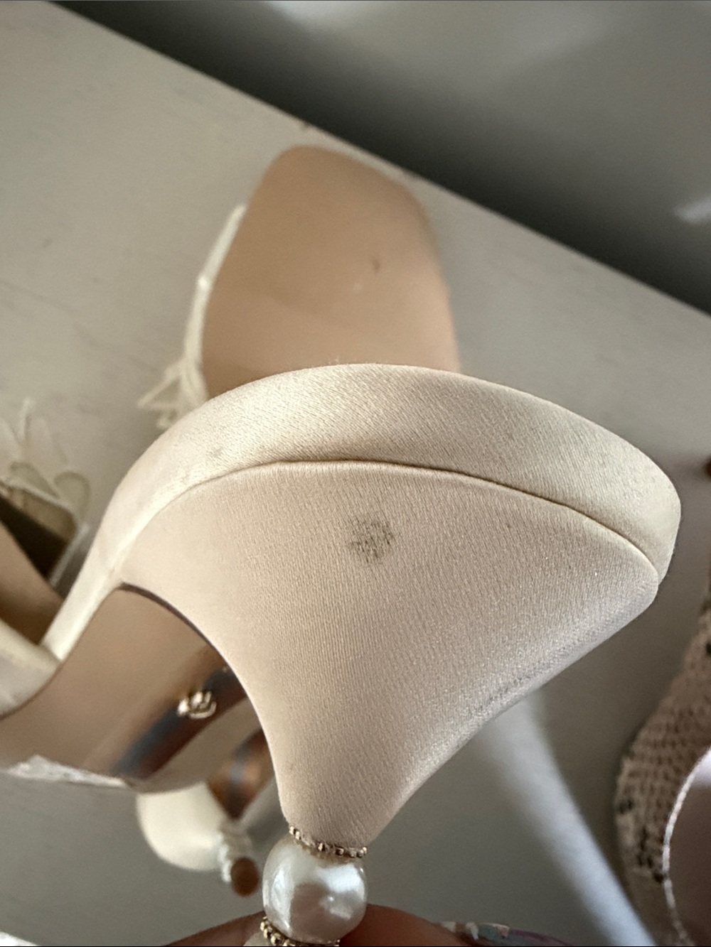 Sam Edelman Cream Floral Embellished Slide Heels - Picture 6 of 6